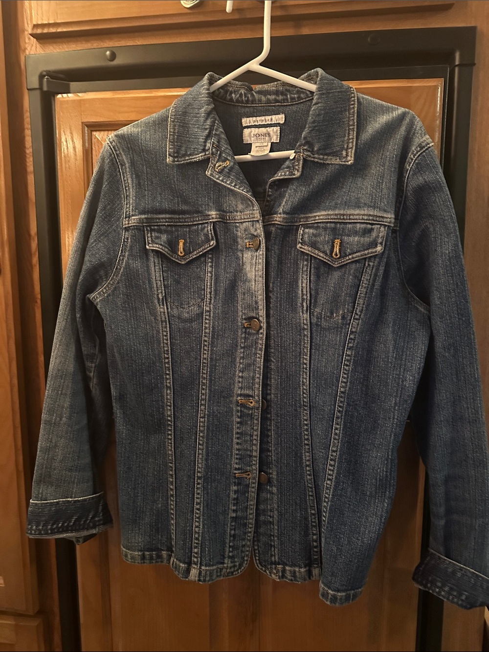 Jones New York Blue Washed Denim Jacket with Button Front